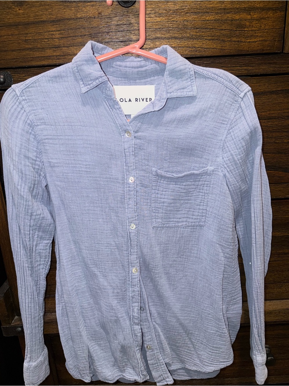 Light Blue Gauze Button-Up women’s shirt